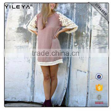 Lace Design Half Sleeve Dress,shift Dresses,casual Shift Dresses photo-3