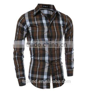 2016 Sale Classic Plaid Pattern Formal Dress Men Shirt Long Sleeves for Men photo-3