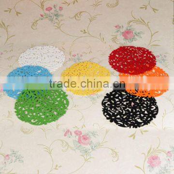 Top Quality Wholesale Price 30x30cm Colorful Modern Round Laser Cut Flower Felt Placemats Kitchen Dinner Table Mats 8 Colors photo-2
