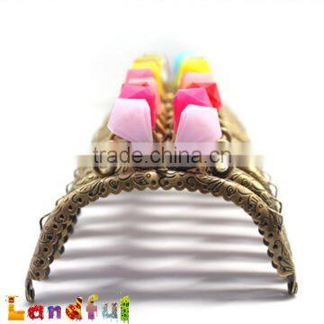 12.5cm 5 Inch Bronze Round Candy Diamond Kiss Lock Metal Handbag Frame photo-4