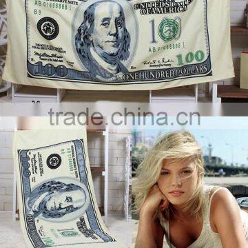 sublimation printed microfiber one hundred dollar towel 70*140cm