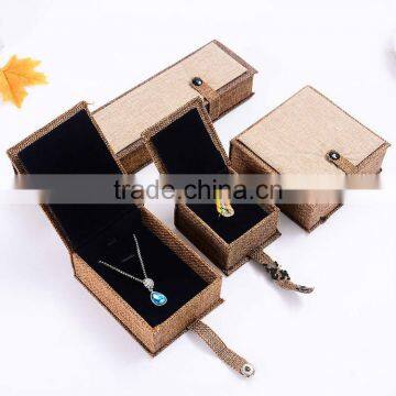 High Quality Natural Linen Fabric Paper Gift Storage Box Jewelry Bracelet Bangle Necklace Earrings Set Case Box