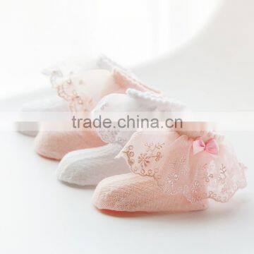 B40966A Wholesale kids thin mesh socks girls lace bowknots socks