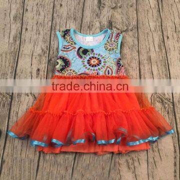 wholesale children's boutique clothing one piece girls party dresses outlook dress orange chiffon tutu dress