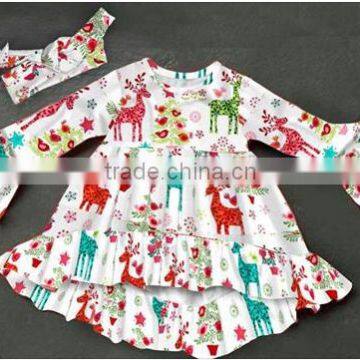 New Soft Comfortable Baby Christmas Design Clothes Long Sleeve Icing Ruffle Raglan Baby Gown Infant Cotton Gown