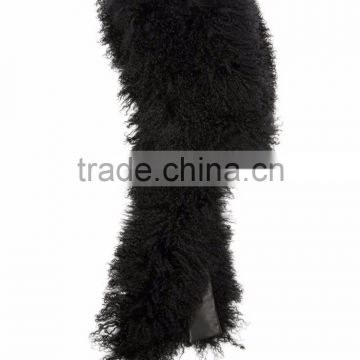 YR1019 New Arrive Mongolia Lamb Fur Hood Scarf Detachable Mongolia Fur Hood