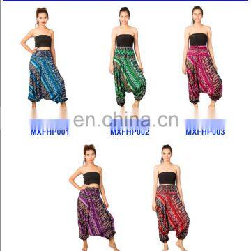 Mix Flower Pattern Harem Yoga Jumpsuit Dance Hammer Trousers Pants