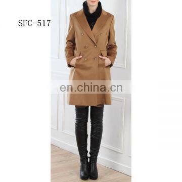 China Factory best-selling slimfit Ladies' 100% Cashmere coat