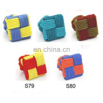China Supplier Knitting Fabric Cufflinks Square Silk Knot Cuff Link Elastic Rope Cuff photo-4