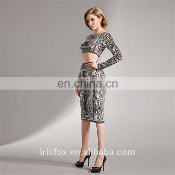 Midi Skirt And Top Set Sexy Tiger Cocktail Dresses Below Knee