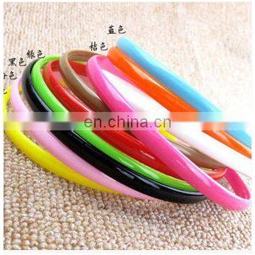 Women Girls Hair Clasp Colored Satin Covered Resin Hairbands 0.8cm Head Hoop Hair Accessory