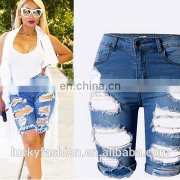 New Design Hot Denim Sale Hole Jean Short Pants for Women Casual