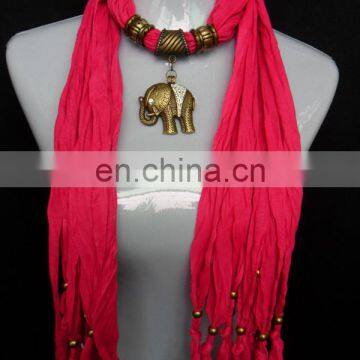 Spring Voile Scarfs with Gold color elephant pendant wholesale