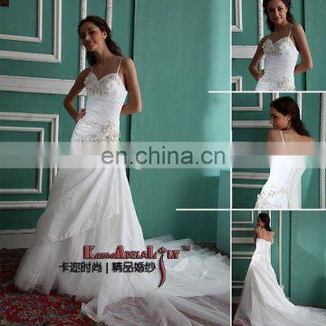 EB629 Elegant pleated tulle garment material elegant gathers wedding dress