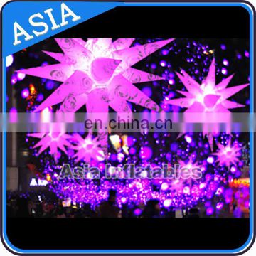 Hanging Christmas Star Illuminated Inflatables For Event / Club Decoration