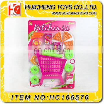 Funny food set kids shopping cart trolley toys