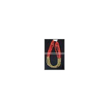 Red Seedbed and Brass Beads Multi Layer Necklace photo-1