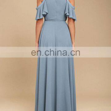 EASY LISTENING SLATE BLUE OFF-THE-SHOULDER WRAP MAXI DRESS #RCTD3191 photo-2
