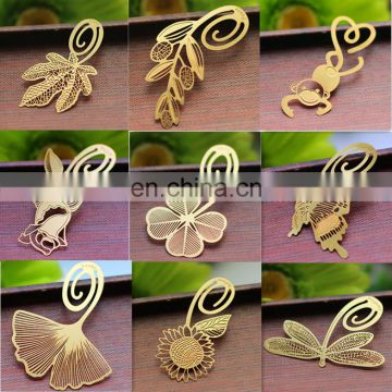 custom metal bookmarks gold metal leaf bookmark butterfly ginkgo biloba clover bookmarks