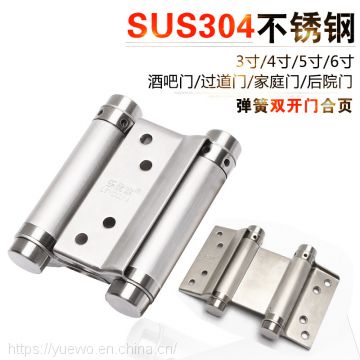 Hydraulic free door stainless steel single spring hinge inside and outside two - way hinge double - spring bar cowboy wooden door