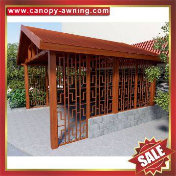 Outdoor Hotel Villa Park Garden Wood Look Style Aluminum Alloy Metal Pavilion Pagoda Gloriette Kiosk photo-5