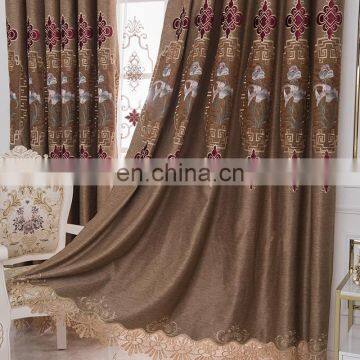 European custom ready made embroidery visco and linen curtains fabric