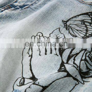 DiZNEW OEM Custom Denim Hand Printing Art Mens Bermuda Jeans Shorts photo-6
