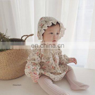 Autumn baby girl bodysuit Baby Cute Floral One-Piece bodysuit Female Baby Hollow Ruffled Collar Crawling Clothes