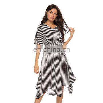 LAITE D2151 Women Printed Casual Dresses Ladies Short Sleeve V-neck Casual Dresses photo-5