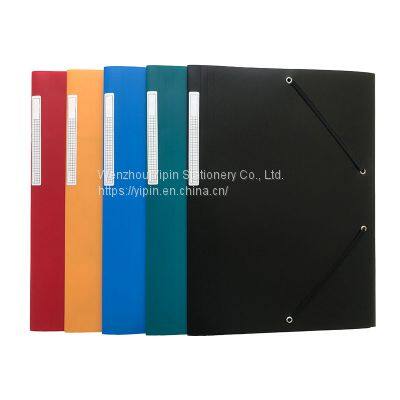 PP 3 flap folder spine with pocket, elastic folder for office for school, statioinery