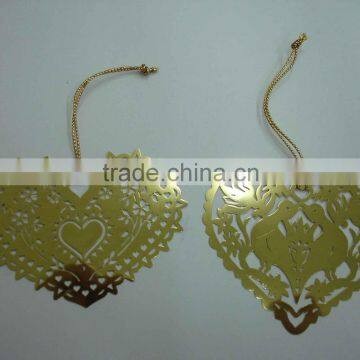 heart shape metal ornament custom made brass ornament