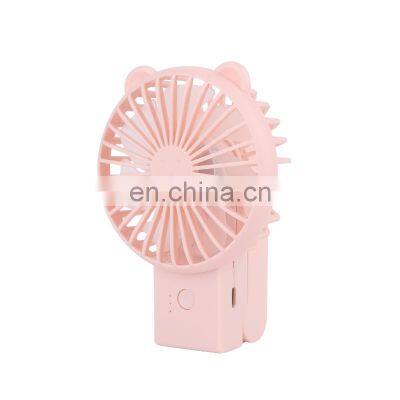 2021 Small Held Cooling Rechargeable Table Handle Electric Stand Handhold Bear folding handheld mini fan