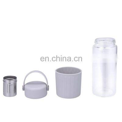 New Design 500ML Portable Borosilicate Glass Bottle With Anti-scalding Ring and Tea Filter photo-4