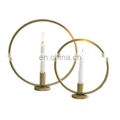 Set of 2 Gold Taper Candle Holder  Metal Geometric Candlestick Holders for Living Room Bathroom Decorations Centerpieces Table