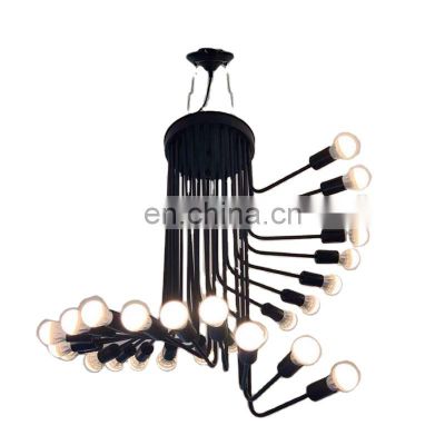 Industrial Iron Chandelier Vintage Rotate Shape Hanging Light Indoor Decorative Pendant Lamps