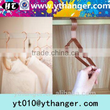 YY0437 high quality red copper metal shirt hanger no rusty metal wire clothes hangers