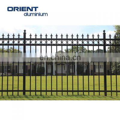 Factory supply powder coated Outdoor black spear top 3 rails aluminum fence for garden /house/hotel/villa