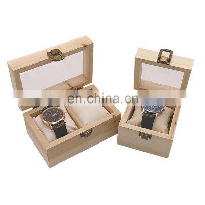 Unique Luxury OEM Factory Watch Box With Custom Logo Small Gift Display Box 1 Slot 2 Natural Wood Watch Box, photo-4
