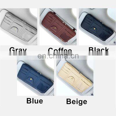 Car Sun Visor Organizer Storage Holder Car Styling Visor Clip Sunglasses Holder Card Ticket Storage Bag Pouch Car Organizer