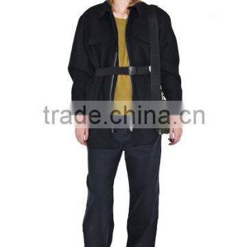 Woman Army Inspired Jacket Wool Mix With Oversized Fit and Waist Belt