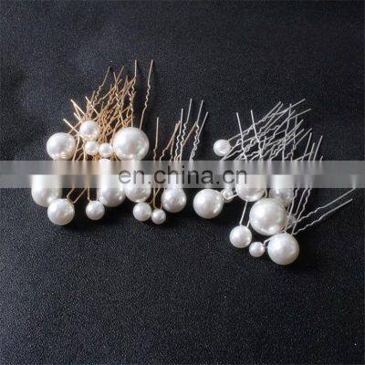 Women U-shaped Pin Metal Barrette Clip Hairpins Simulated Pearl Bridal Tiara Hair Accessories Wedding Hairstyle Design Tools