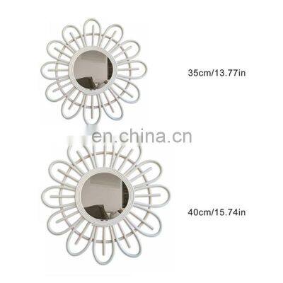 Hot Sale Bohemian Style Rattan Flower Mirror for Wall Home Decorative Wall Art for Living Room Vietnam Manufacturer