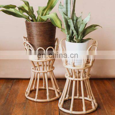 New Design Rattan Plant Stand Handwoven Unique Wicker Planter pot Holder Basket Wholesale