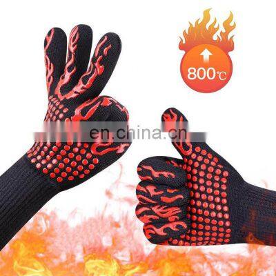 Customized Barbeque Silicone Extreme Heat Resistant Kitchen Cooking Grill Oven Mitts BBQ Gloves photo-2
