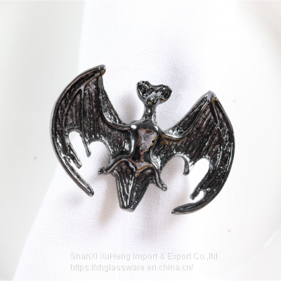 Antique Plated Black Gold Napkin Ring With Metal Skull Design For Halloween photo-5