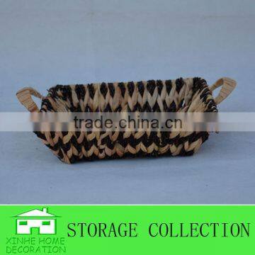 Natural Water Hyacinth Sea Grass Woven Ear Handle Storage Tray