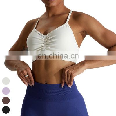 Wholesale Sports Bra Breathable Adjustable High Elastic Cross Back Bras Running Fitness Yoga Top Seamless Sports Bra For Women