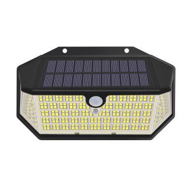 266LED Outdoor Waterproof Solar Wall Light 1500mah Battery 600lm 3 Light Modes Security Guard Stainless Steel Square Sensor Lamp