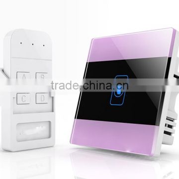 new design 1Gang Crystal Glass Panel 433MHZ WIFI Wireless Smart Light Wall Remote Switch