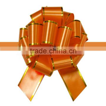 with gold lines edges orange color ribbon/pompom pull ribbon bow for present decorative and gift packing